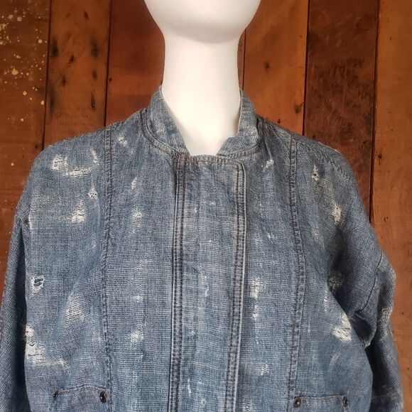 Free People Tattered Distressed Jean Jacket - Picture 14 of 14
